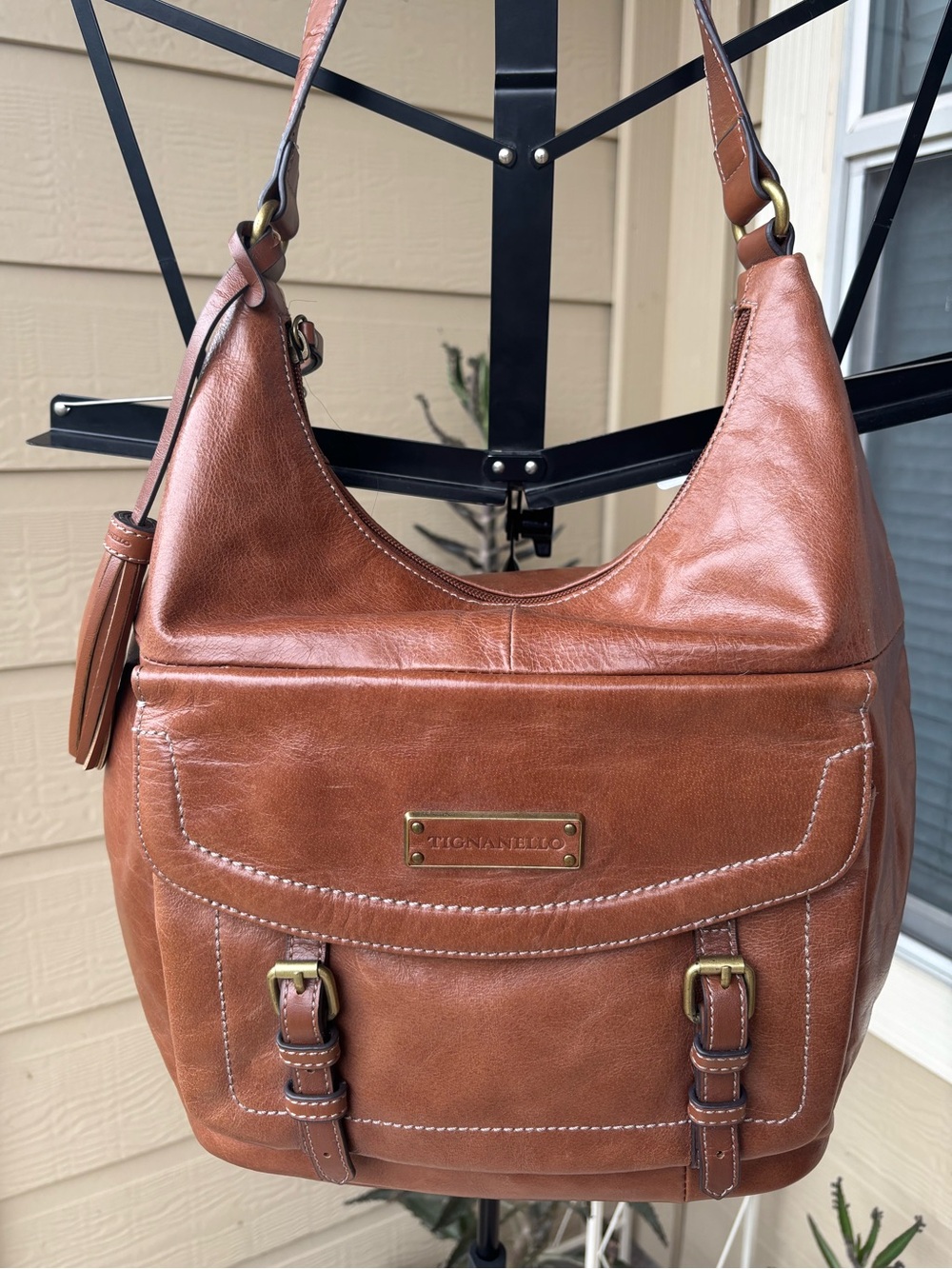Tignanello Leather Hobo Bag Y2K Vintage Genuine Leather EUC classic Buckle 2000s